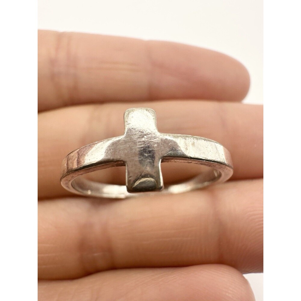 925 Sterling Silver He Is Love Cross Ring Religious Size 8
